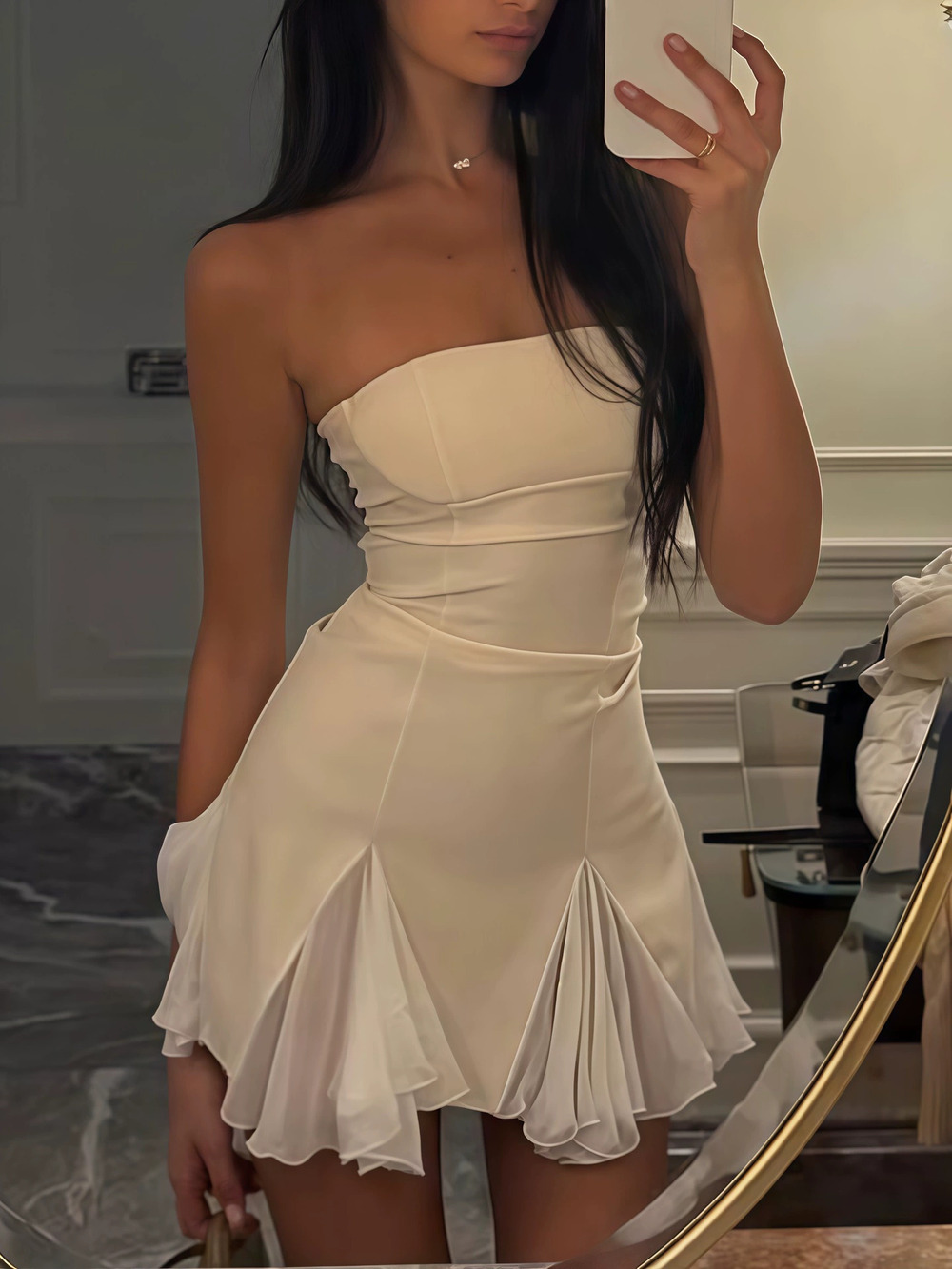 Zara Satin Summer Strapless Backless Dress